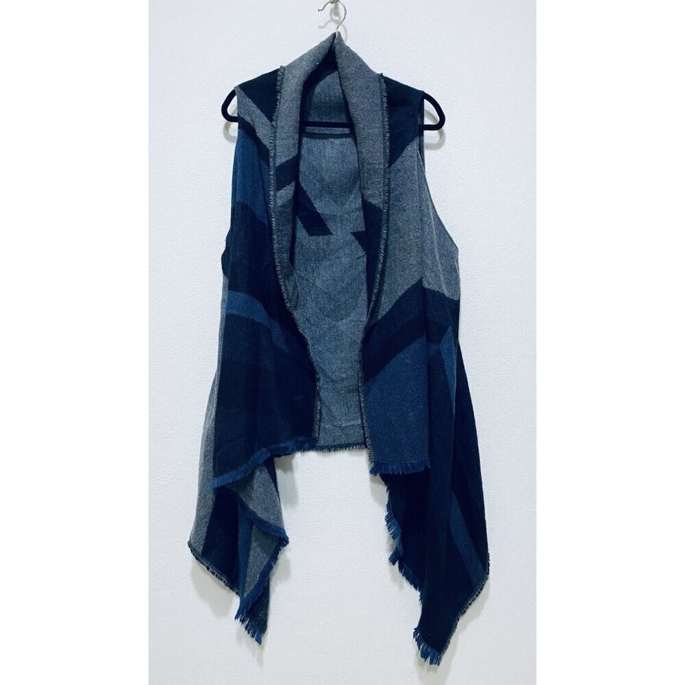 Lane Bryant Cardigan Womens One Size Blue Blanket Fringe Hem Open Front Boho